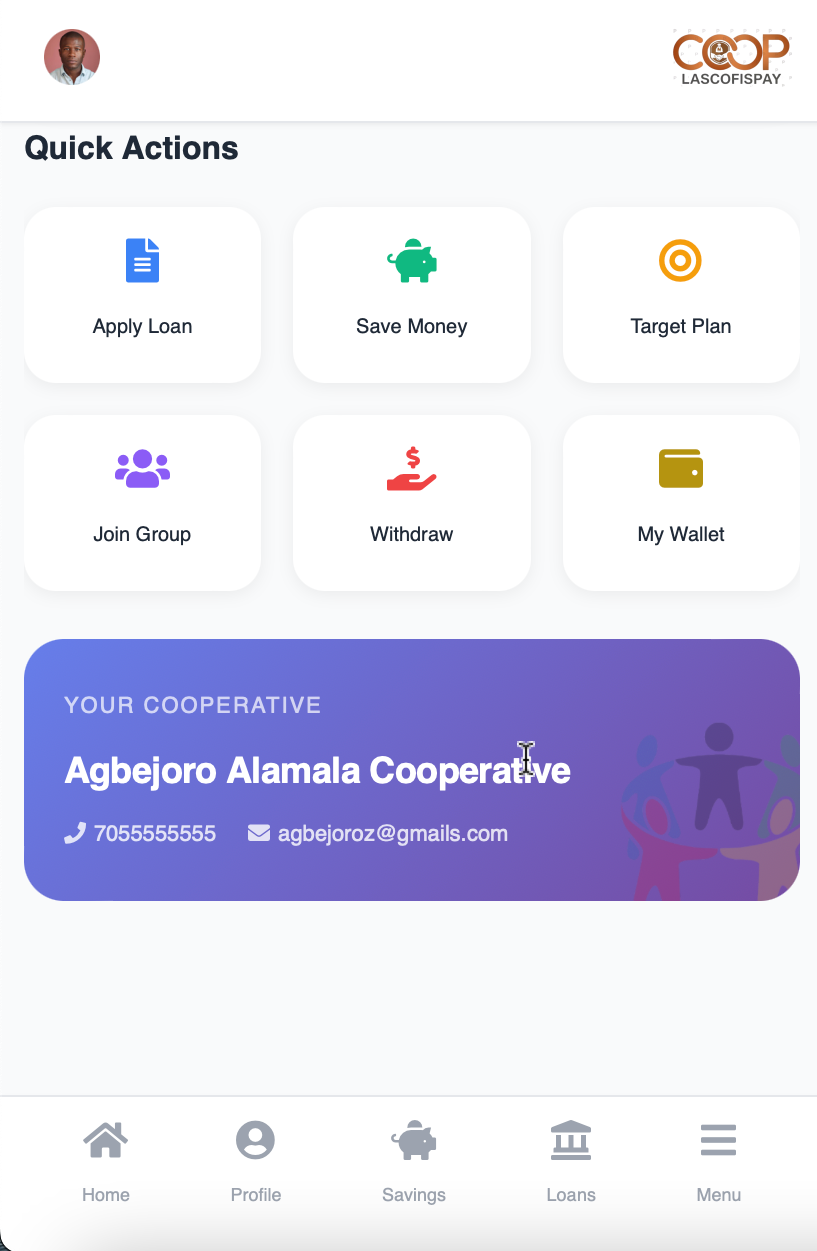 Admin screen